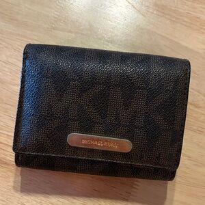 Michael Kors Sinature Dark Brown Wallet with Gold Accent